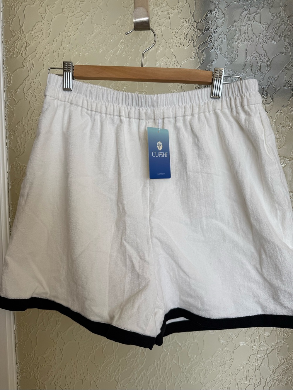 Cupshe White Shorts with Black Trim